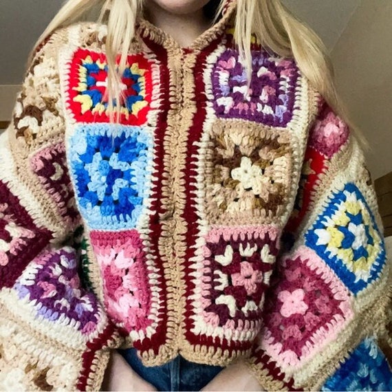 Handmade Granny Square Poncho Gem