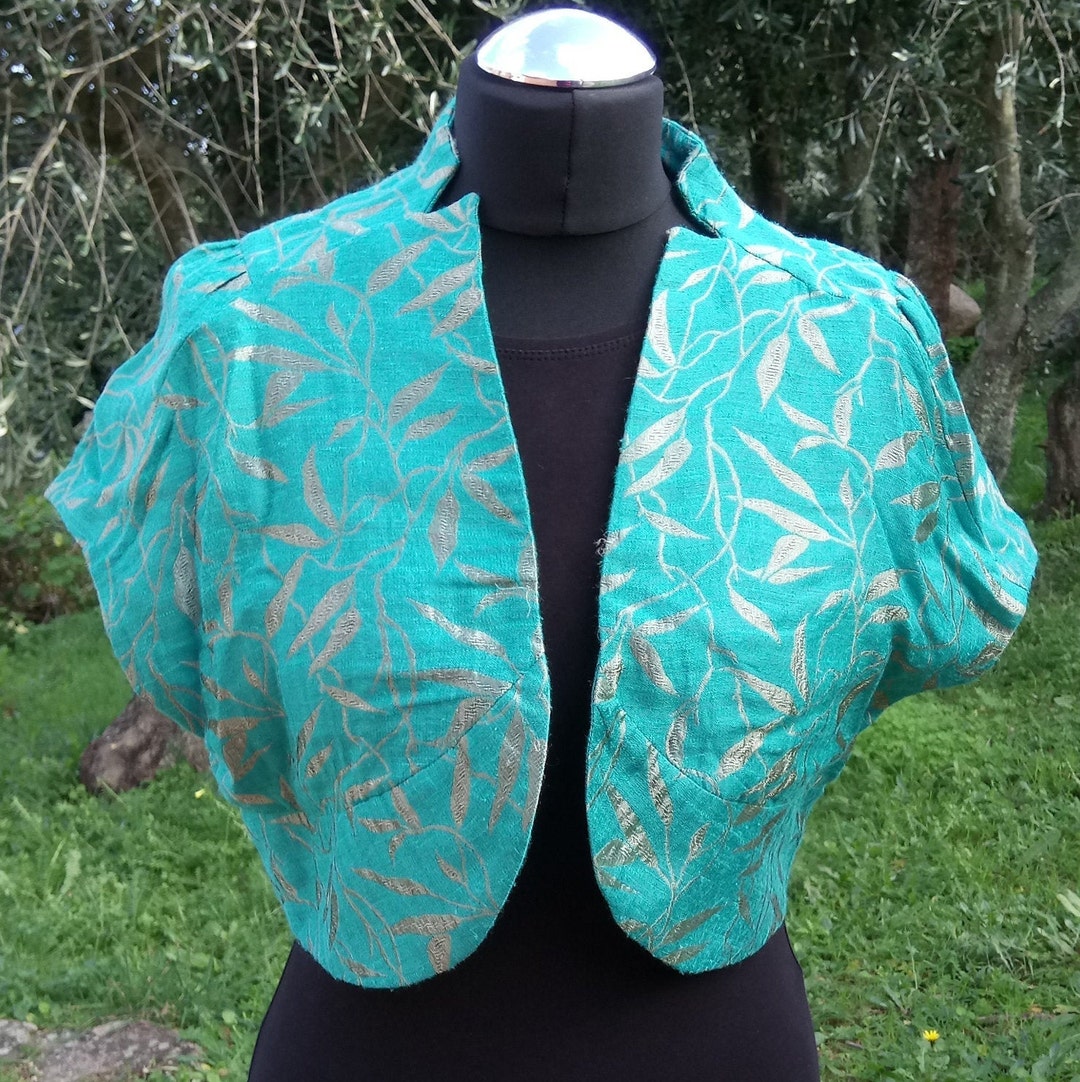 Green Bolero Short Sleeve Bolero Green Shrug Cropped Shrug Etsy