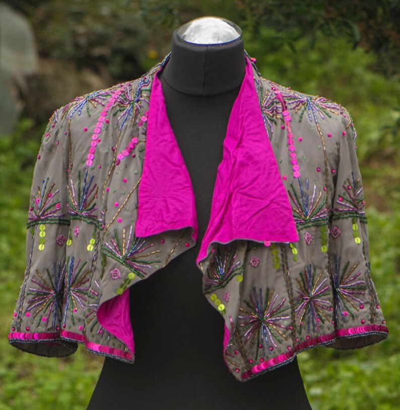 silver sequin bolero jacket