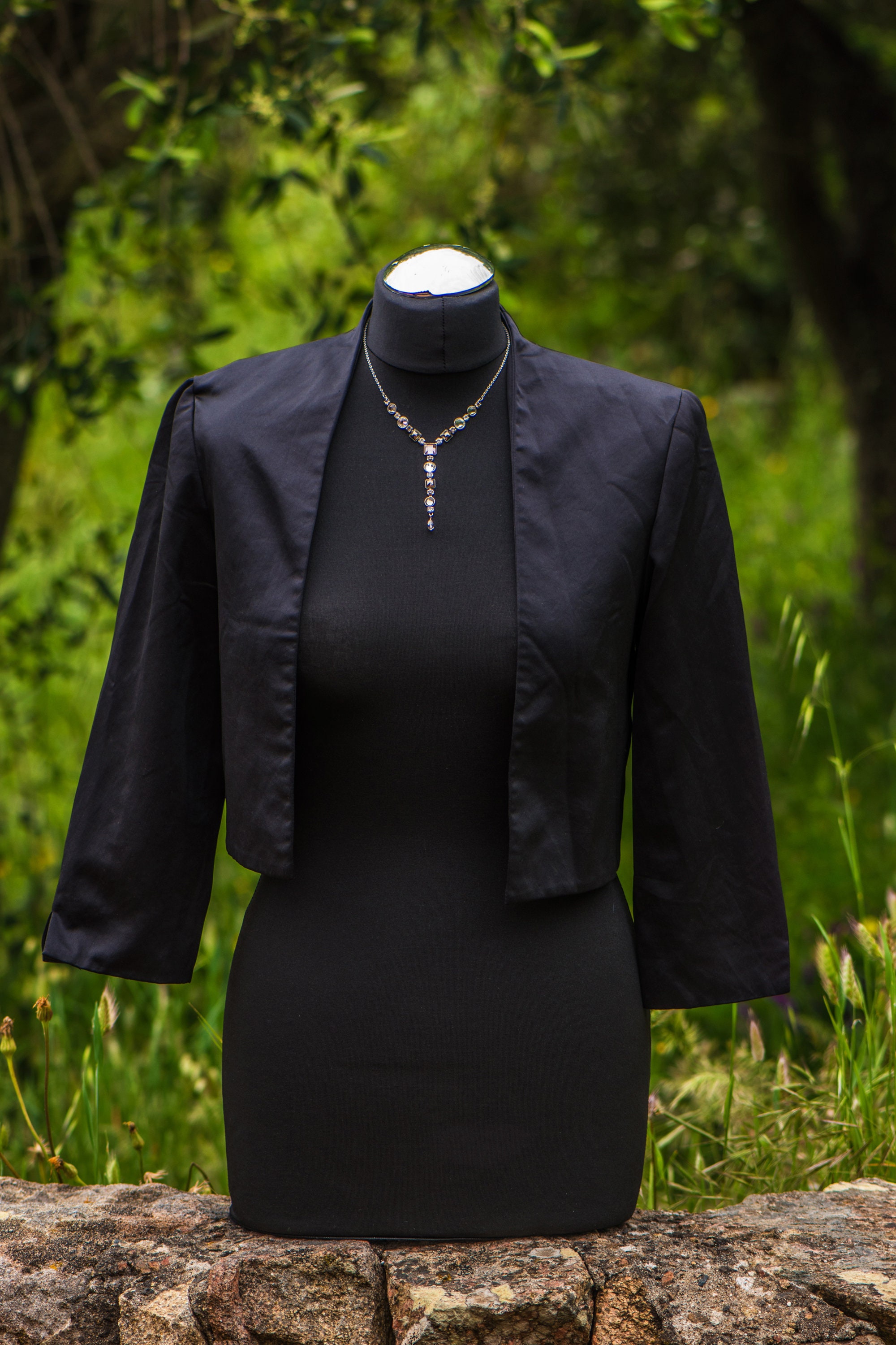 Vintage Monsoon Black Satin Bolero 