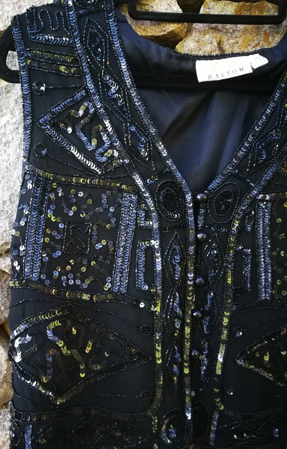 Black Sequin Waistcoat, Sequin Vest, Sleeveless S… - image 9