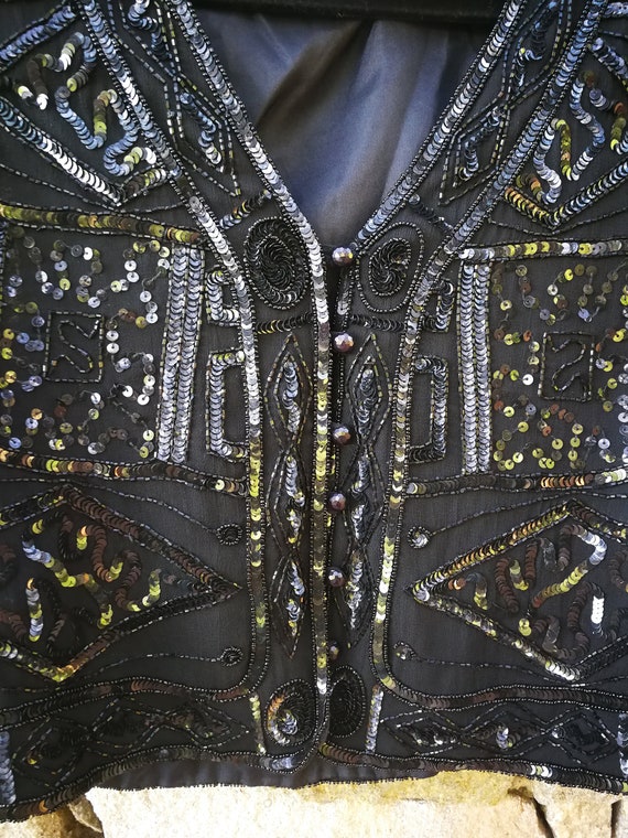Black Sequin Waistcoat, Sequin Vest, Sleeveless S… - image 5