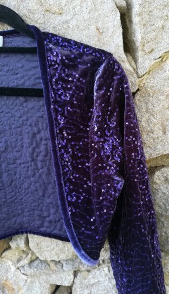 Purple Velvet Bolero Jacket, Purple Sequin Jacket… - image 2