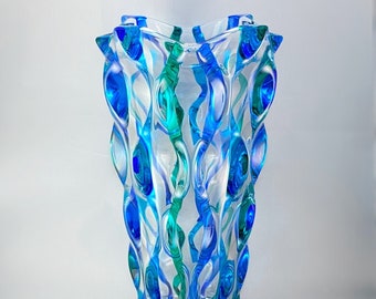 Venetian Glass Ribbon SD Samba Vase - Handmade in Italy, Colorful Murano Glass