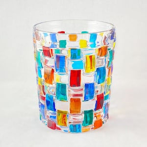 Bassanova Venetian Glass Whiskey Tumbler - Handmade in Italy, Colorful Murano Glass