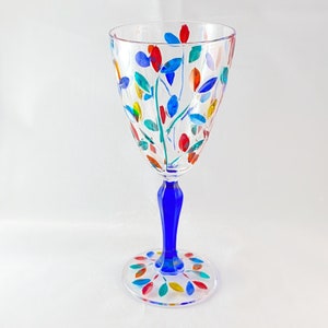 Blue Stem Tree of Life Venetian Glass Wine Glass - Handmade in Italy, Colorful Murano Glass