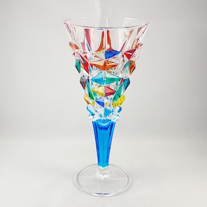 Aqua Blue Stem Venetian Glass Glacier Wine Glass - Handmade in Italy, Colorful Murano Glass