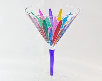 Incanto Purple Stem Venetian Martini Glass - Handmade in Italy, Colorful Murano Glass