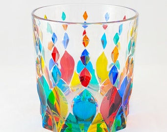 Venetian Glass Marilyn Whiskey Tumbler - Handmade in Italy, Colorful Murano Glass