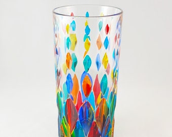 Tall Venetian Glass Marilyn Highball Glass - Handmade in Italy, Colorful Murano Glass