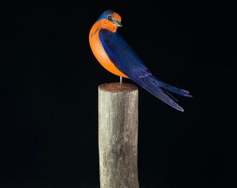 11 Inch Handmade, Hand-painted Wooden Barn Swallow