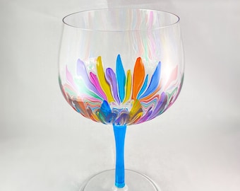 Aqua Blue Stem Incanto Large Venetian Wine/Gin Glass - Handmade in Italy, Colorful Murano Glass