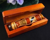 Handmade Wooden Small Teleidoscope with Box, Padauk Marquetry