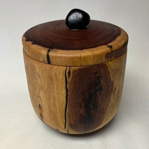 Handmade Mesquite Wood Jar with Lid, Made in USA