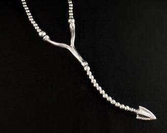 Long Silver Statement Necklace, Handmade, Nickel Free-Noir