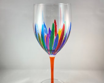 Petite Orange Stem Incanto White Wine Glass Venetian Glass - Handmade in Italy, Colorful Murano Glass