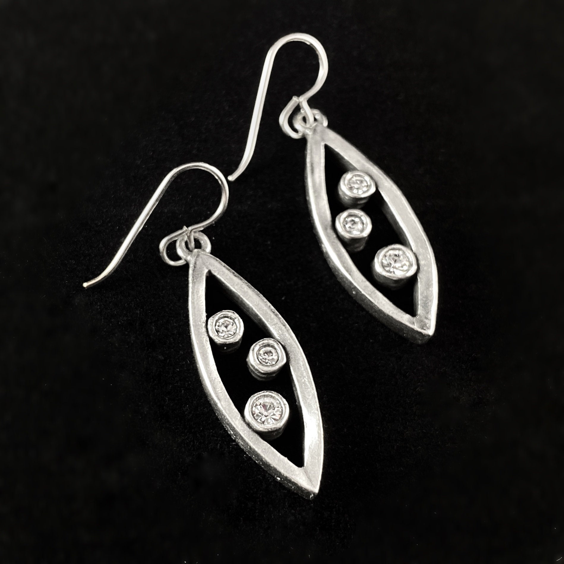Rook and Crow Handmade Silver Leaf Earrings With Crystals Rain Etsy