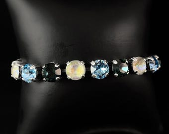 Round Cut Swarovski Crystal Bracelet, Blue Mix - La Vie Parisienne by Catherine Popesco