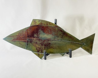 Handmade 19 Inch Fish Decor, Raku Art Pottery, Decorative Pottery