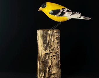 Handmade, Hand-painted Wooden Male Gold Finch