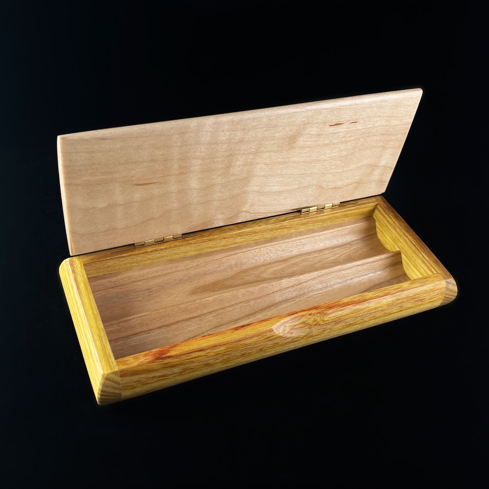 Handmade Wooden Pen Box for Two Pens With Canarywood, Cherry, Curly — free download