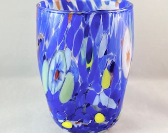Royal Blue Venetian Glass Drinking Glass - Handmade in Italy, Colorful Murano Glass