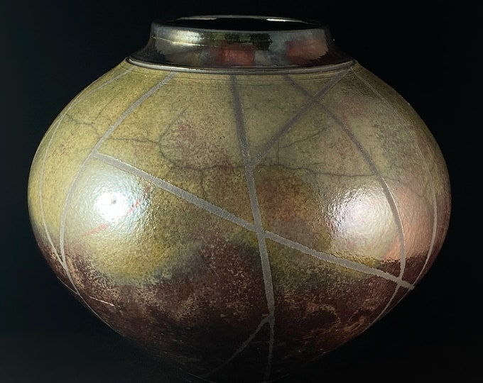 Handmade Lola Vase, Raku Art Pottery, Decorative Pottery