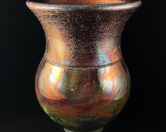 Handmade Jenny Vase, Raku Art Pottery, Decorative Pottery