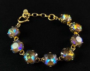 Cushion Cut Swarovski Crystal Bracelet, Purple/Yellow - La Vie Parisienne by Catherine Popesco