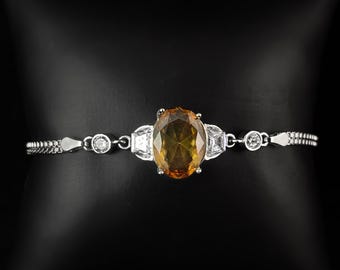 Oval Zultanite Stone Silver Chain Bracelet - Hittite
