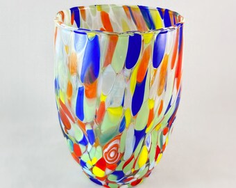 Multicolor Murano Drinking Glass, Venetian Glass - Handmade in Italy, Colorful Murano Glass