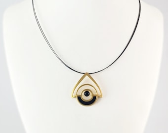 Lightweight Handmade Geometric Aluminum Necklace, Black/Gold Birdhouse