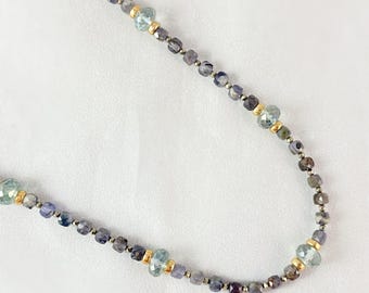 Iolite, Alexandrite Topaz, and Pyrite Necklace, Handmade in USA - Avaasi