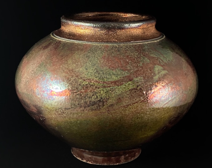 Handmade Zia Vase, Raku Art Pottery, Decorative Pottery