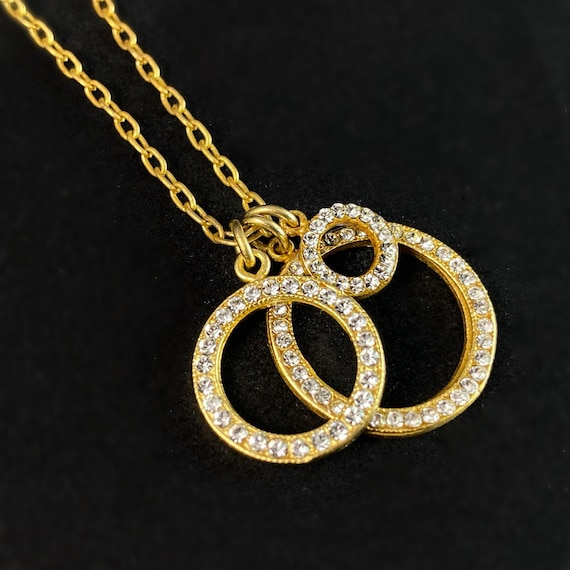 Gold Circle Swarovski Crystal Pendant Necklace La Vie Parisienne