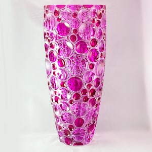 Large Pink/Purple Kaleidoscope Venetian Glass Vase - Handmade in Italy, Colorful Murano Glass Vase