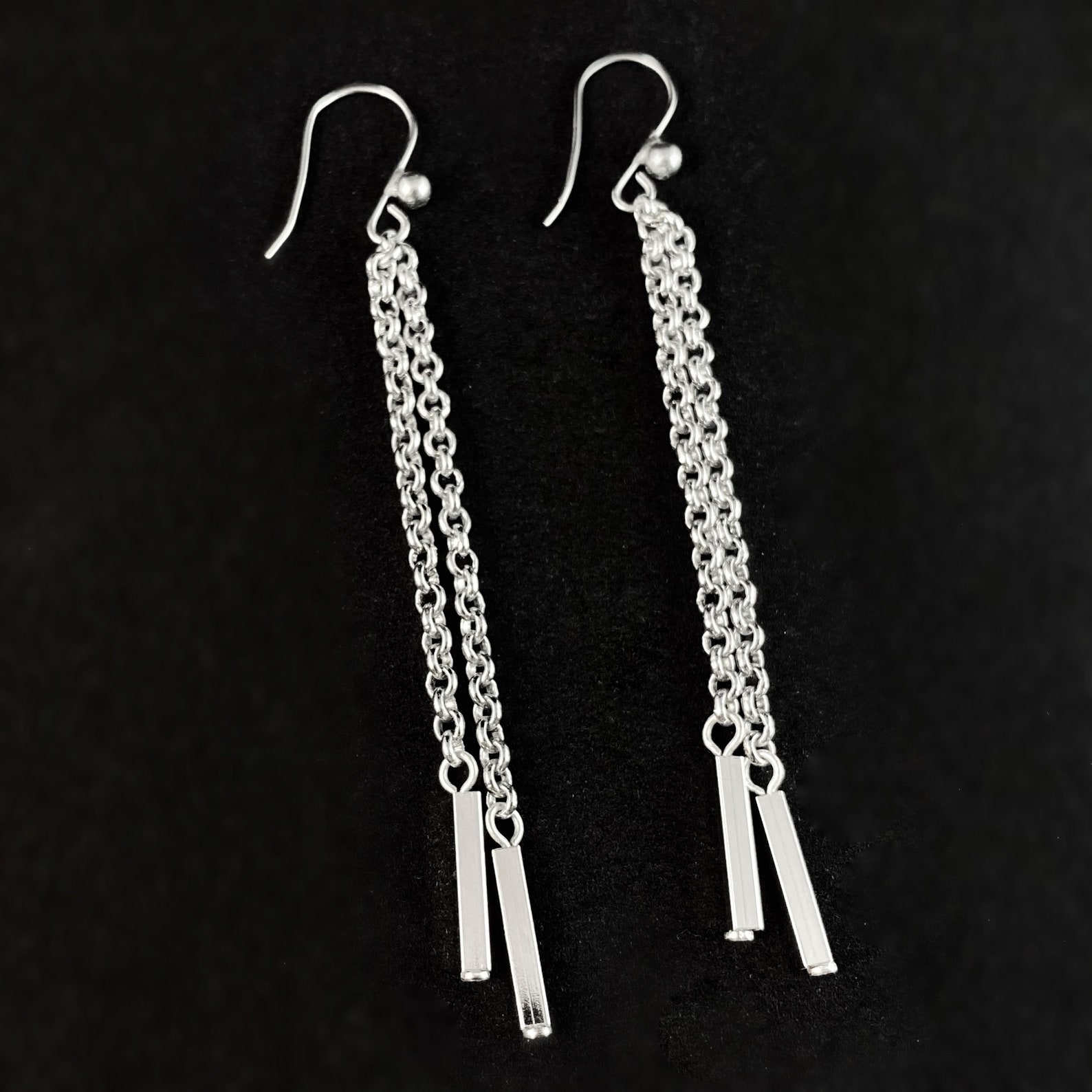 drop chain earrings silver