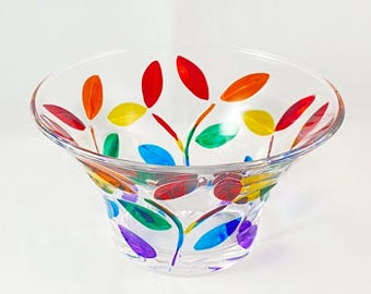 Venetian Glass Rainbow Tree of Life Dish - Handmade in Italy, Colorful Murano Glass