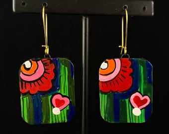 Handmade Vibrant Heart Clay Earrings