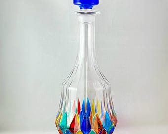 Adagio Whiskey Decanter, Venetian Glass Whiskey Decanter - Handmade in Italy, Colorful Murano Glass