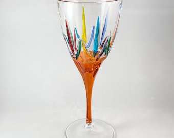 Orange Stem Chic Venetian Wine Glass - Handmade in Italy, Colorful Murano Glass