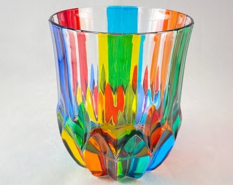 Venetian Glass Adagio Whiskey Tumbler - Handmade in Italy, Colorful Murano Glass