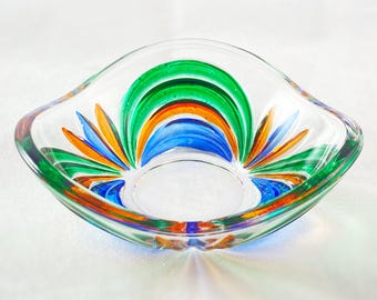 Venetian Glass Aurea Votive Holder/Dish - Handmade in Italy, Colorful Murano Glass