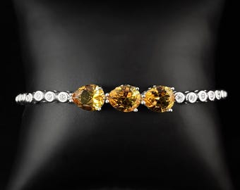 Triple Teardrop Zultanite Stone Silver Chain Bracelet - Hittite