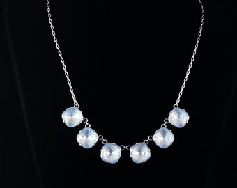 Cushion Cut Swarovski Crystal Pendant Necklace, Sky Blue - La Vie Parisienne by Catherine Popesco