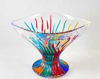 Murano Glass Fire Compote Bowl Made in Italy 