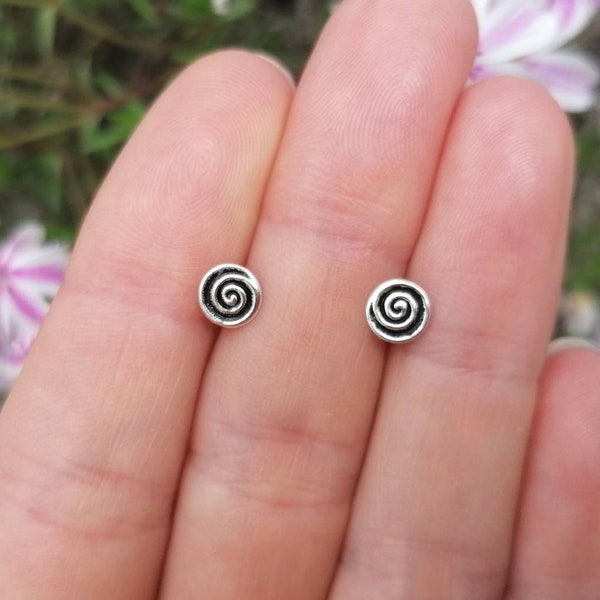 Spiral Silver Stud Earrings