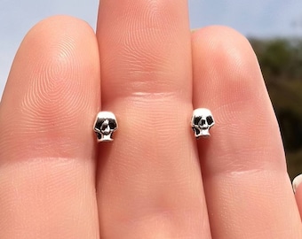Tiny Skull Sterling Silver Stud Earrings
