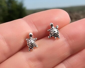 Tortoise Sterling Silver Stud Earrings