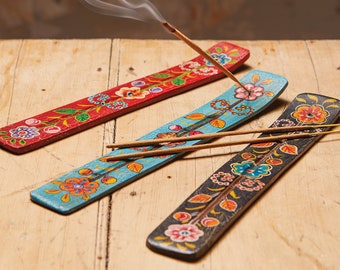 Hand painted Incense Holder, Indian Design, Wooden Ash Catcher, Rajasthani, Boho, Bohemian Home